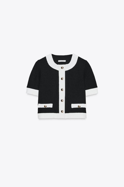 Sophia™ | Élégant Ensemble Noir et Blanc en Deux Pièces