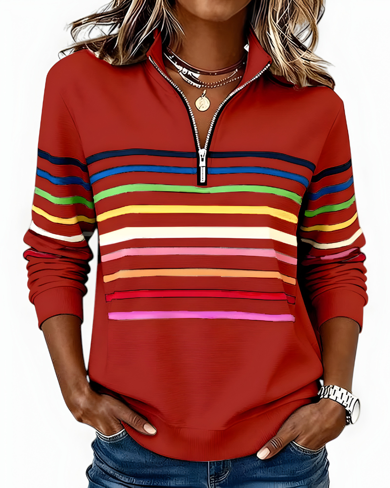 Kira™ | Pull zippé rayé décontracté