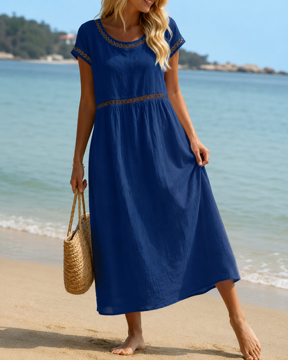 Livia™ | Robe midi brodée élégante qui camoufle le ventre