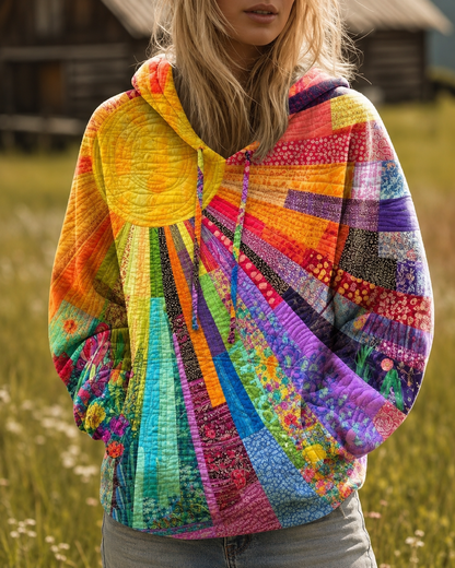 Margaux™ | Sweat à capuche bohème coloré à patchwork