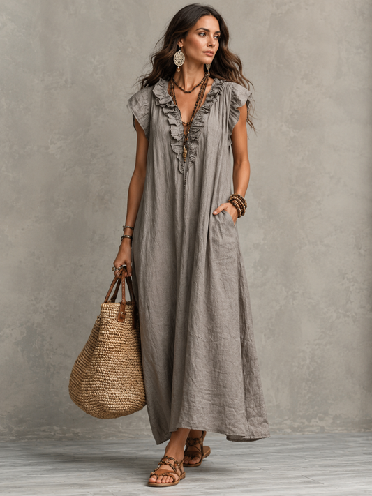 Camélia™ | Robe Maxi Bohème À Effet Ventre Plat