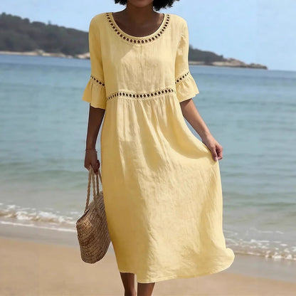 Amara™ | Robe Midi Élégante À Effet Ventre Plat