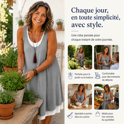 Fanny™ | Robe midi sans manches qui camoufle le ventre avec poches