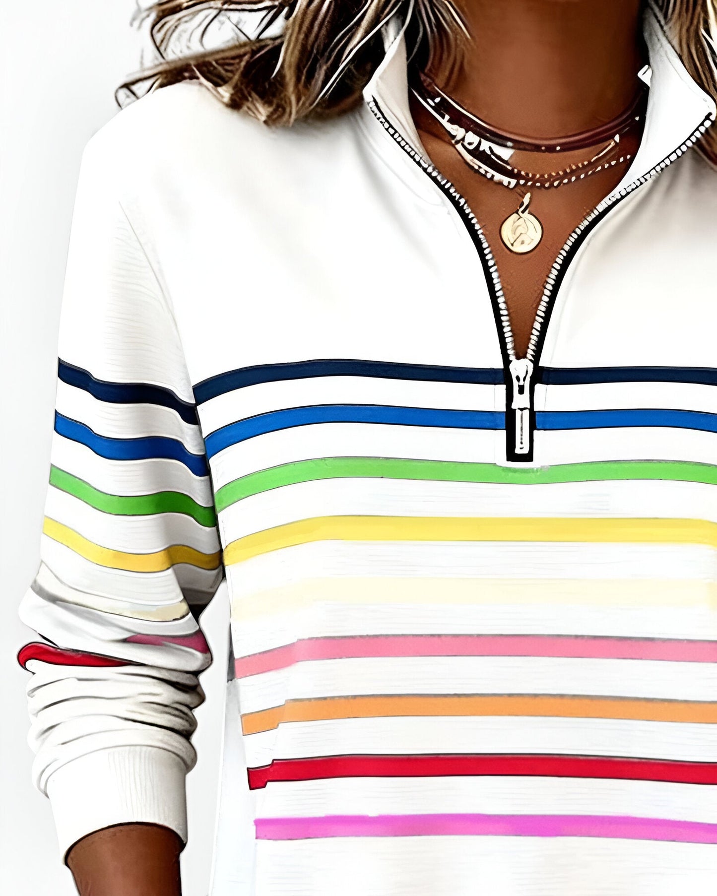 Kira™ | Pull zippé rayé confortable