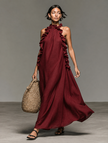 Hélène™ | Robe maxi légère et non transparente avec poches qui camoufle le ventre