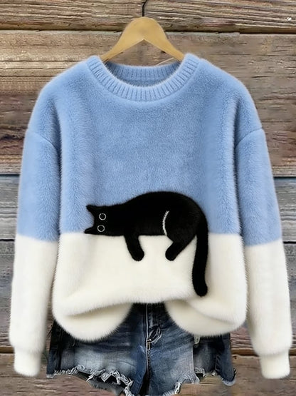 Isabelle™ | Pull oversized doux avec imprimé de chats