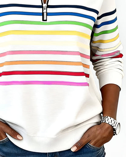 Kira™ | Pull zippé rayé confortable
