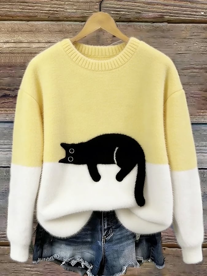 Isabelle™ | Pull oversized doux avec imprimé de chats