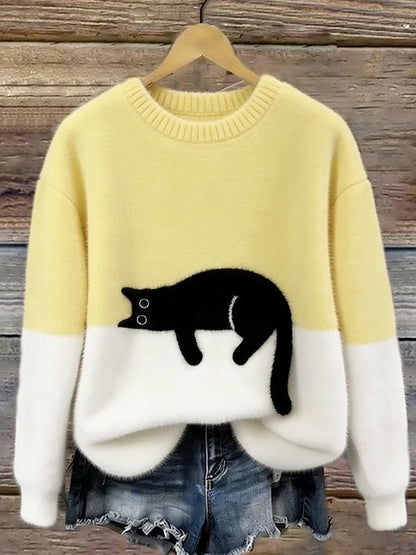 Isabelle™ | Pull oversized doux avec imprimé de chats