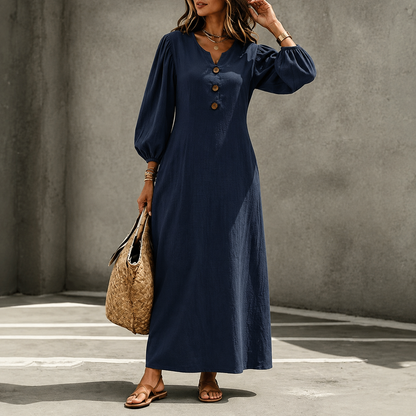 Élodie™ | Robe maxi qui camoufle le ventre avec décolleté en V et poches