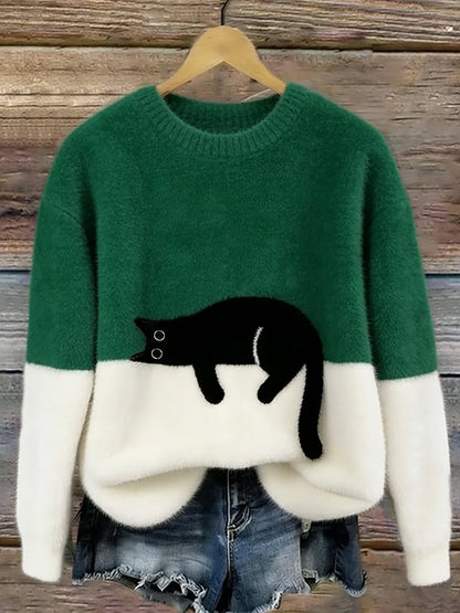 Isabelle™ | Pull oversized doux avec imprimé de chats