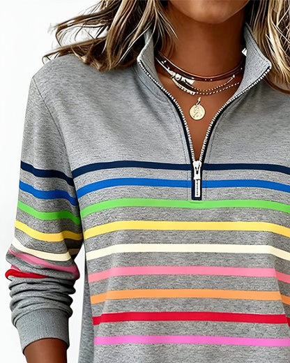 Kira™ | Pull zippé rayé confortable