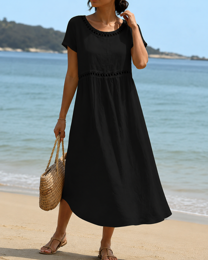 Livia™ | Robe midi brodée élégante qui camoufle le ventre