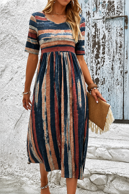 Manon™ | Robe Midi Rayée Élégante À Effet Ventre Plat