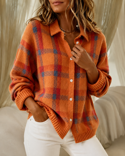 Isabelle™ | Gilet à carreaux en tricot qui camoufle le ventre