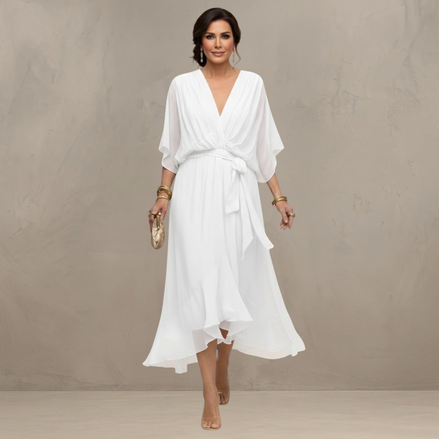 Marta™ | Robe Midi Élégante en Mousseline
