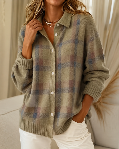 Isabelle™ | Gilet à carreaux en tricot qui camoufle le ventre