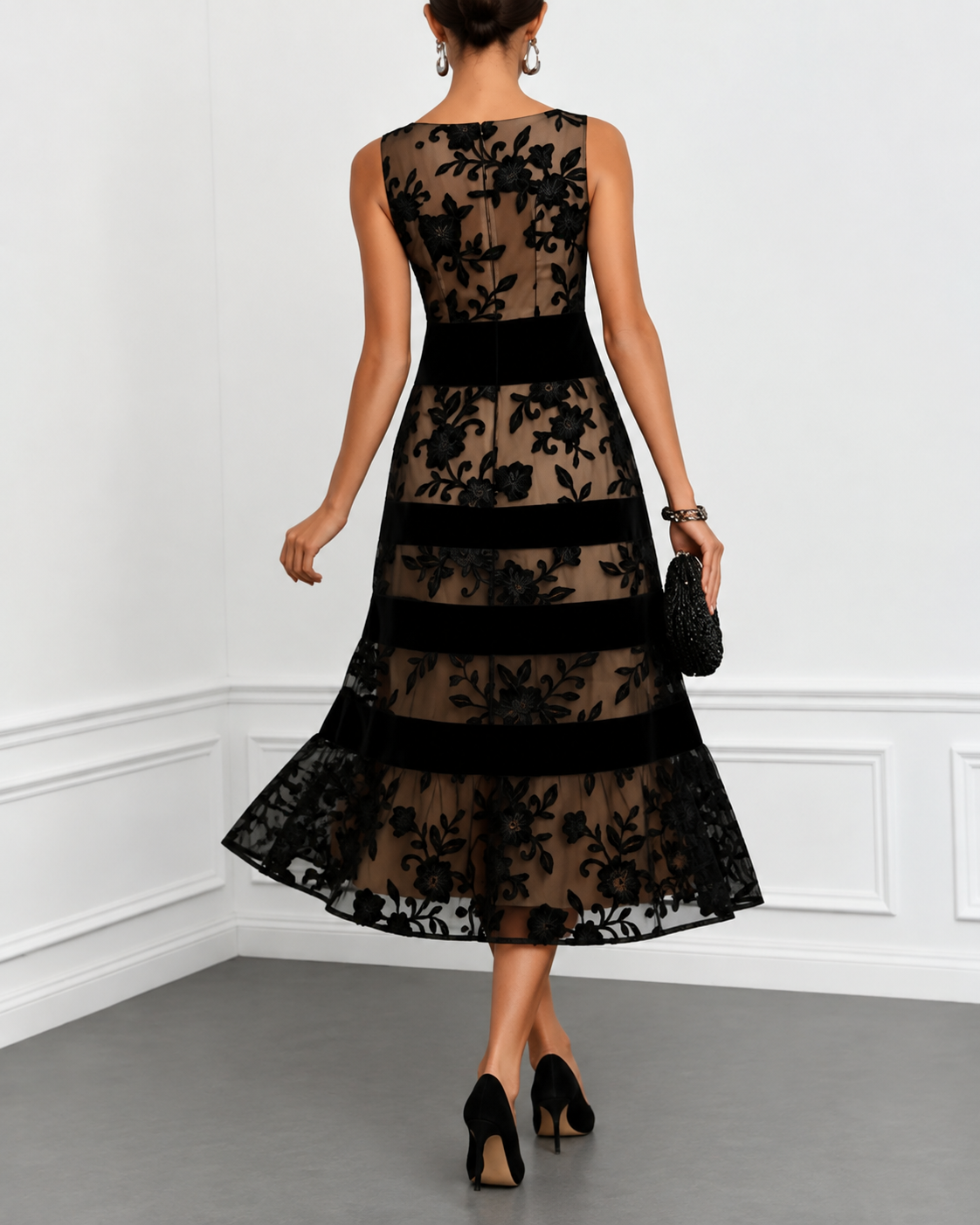 Joséphine™ | Robe midi en dentelle qui camoufle le ventre