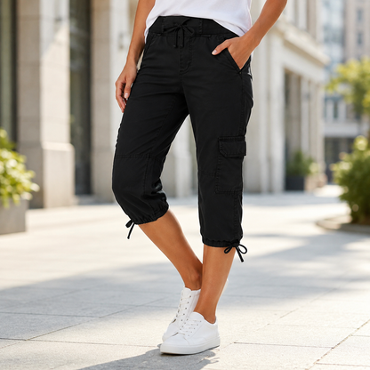 Margaux™ | Pantalon capri cargo taille haute qui camoufle le ventre