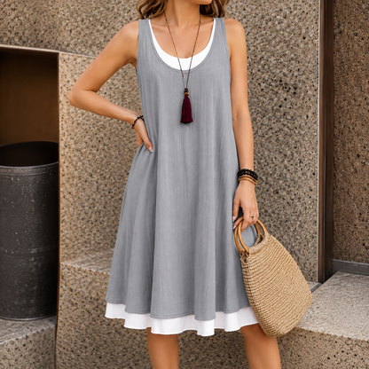 Fanny™ | Robe midi sans manches qui camoufle le ventre avec poches