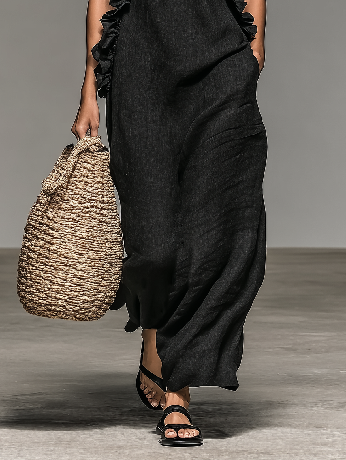 Hélène™ | Robe maxi légère et non transparente avec poches qui camoufle le ventre