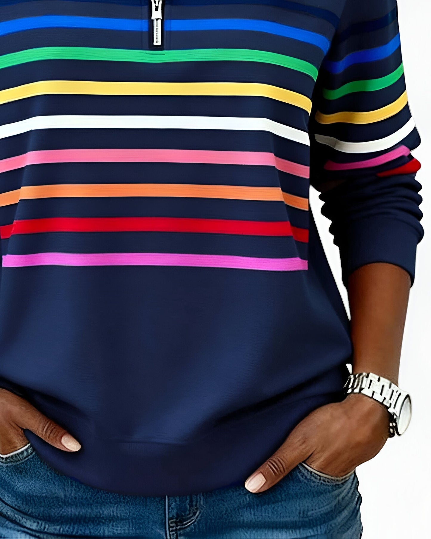 Kira™ | Pull zippé rayé confortable