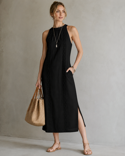 Mathilde™ | Élégante Robe Midi Sans Manches Qui Camoufle Le Ventre