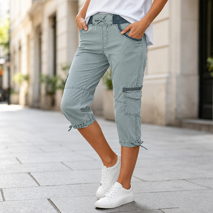 Margaux™ | Pantalon capri cargo taille haute qui camoufle le ventre