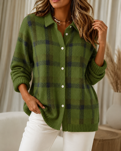 Isabelle™ | Gilet à carreaux en tricot qui camoufle le ventre