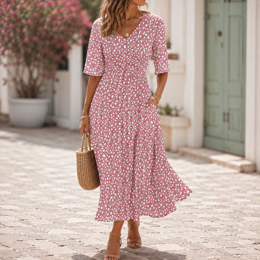 Tess™ | Robe Midi Élégante Avec Design Camouflant Le Ventre