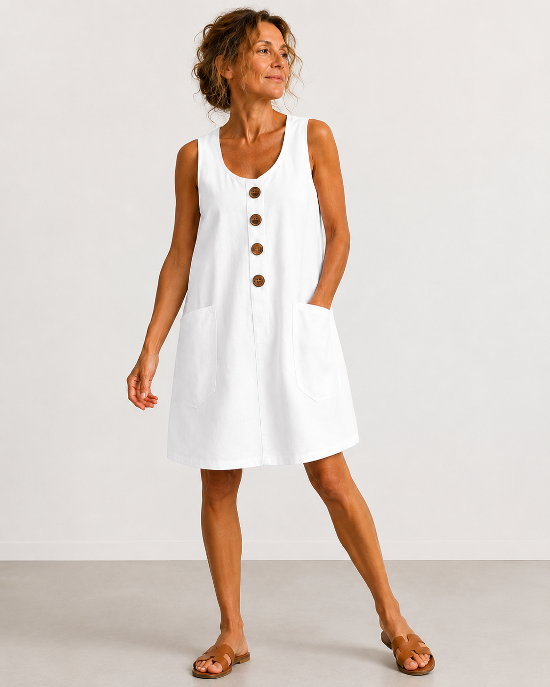 Maud™ | Robe décontractée en coton boutonnée qui camoufle le ventre