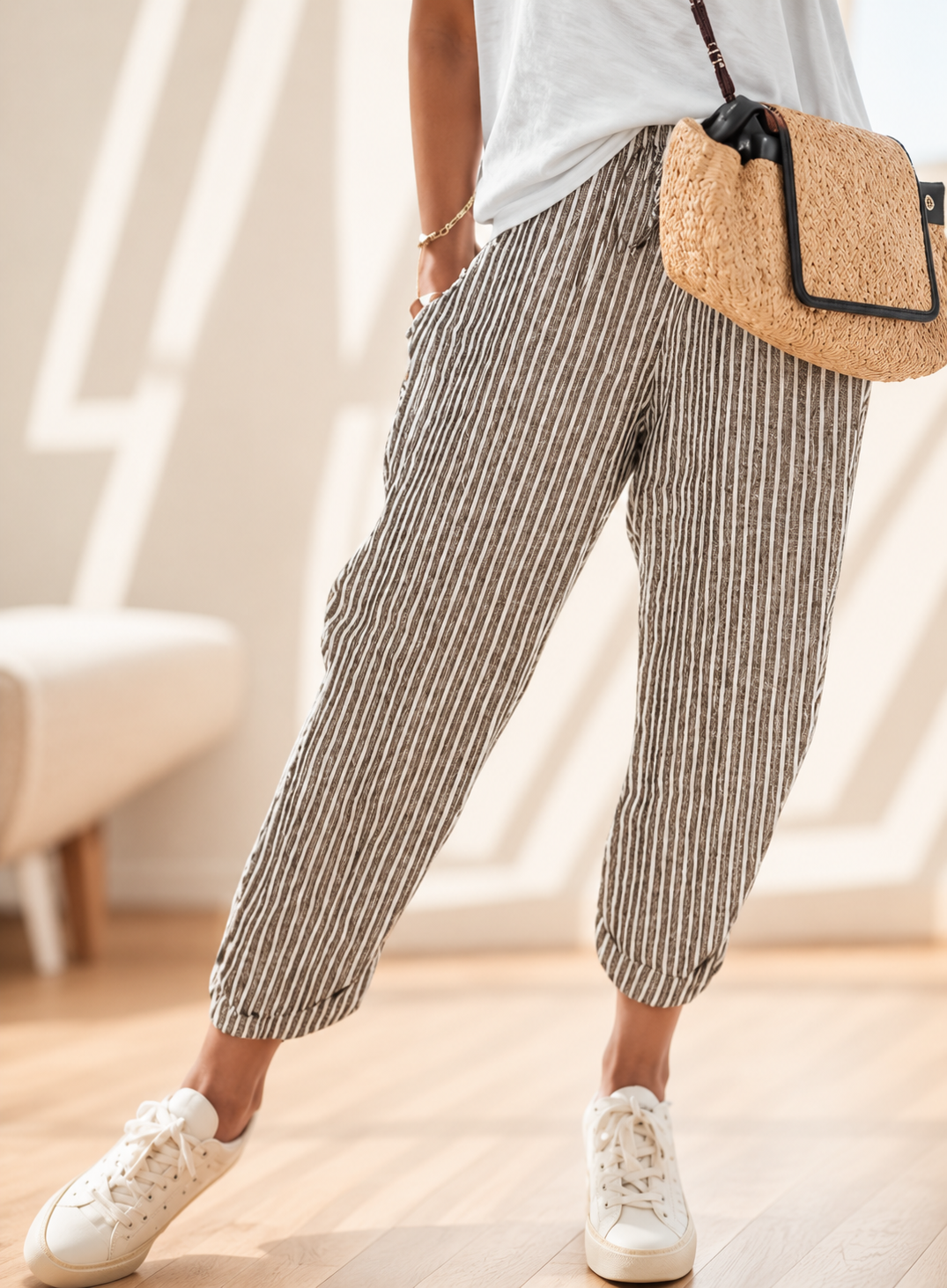 Nora™ | Pantalon Rayé Confortable
