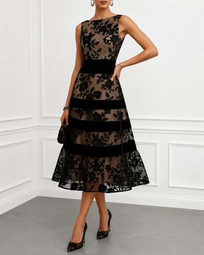 Joséphine™ | Robe midi en dentelle qui camoufle le ventre