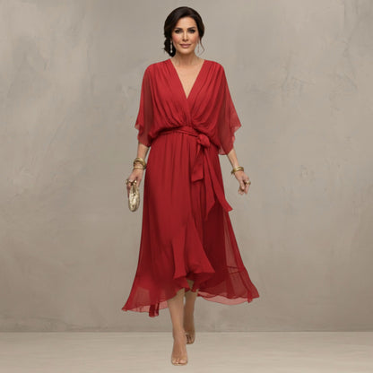 Marta™ | Robe Midi Élégante en Mousseline