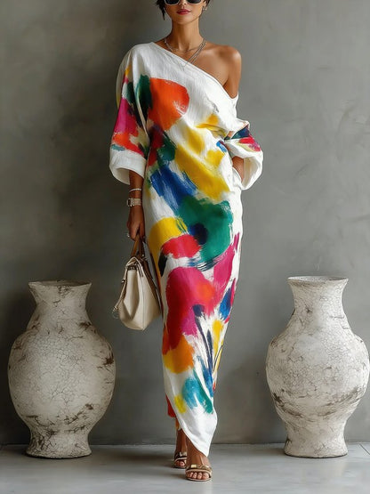 Daniella™ | Robe Maxi Abstraite Fluide