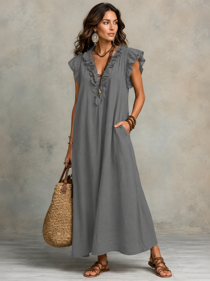 Camélia™ | Robe Maxi Bohème À Effet Ventre Plat