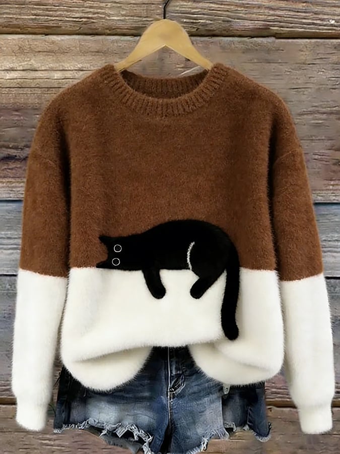 Isabelle™ | Pull oversized doux avec imprimé de chats