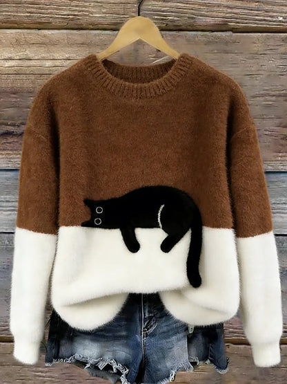 Isabelle™ | Pull oversized doux avec imprimé de chats