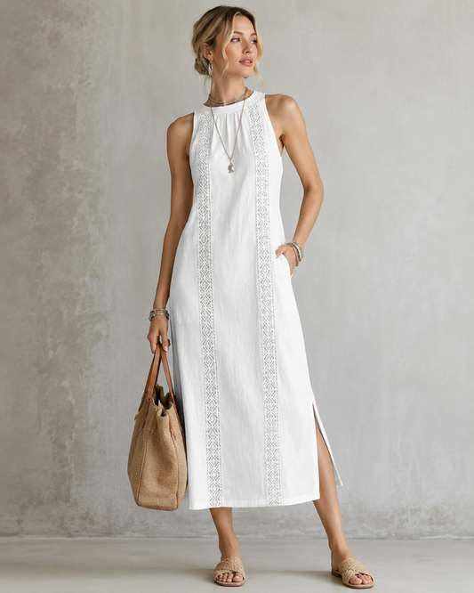 Mathilde™ | Élégante Robe Midi Sans Manches Qui Camoufle Le Ventre