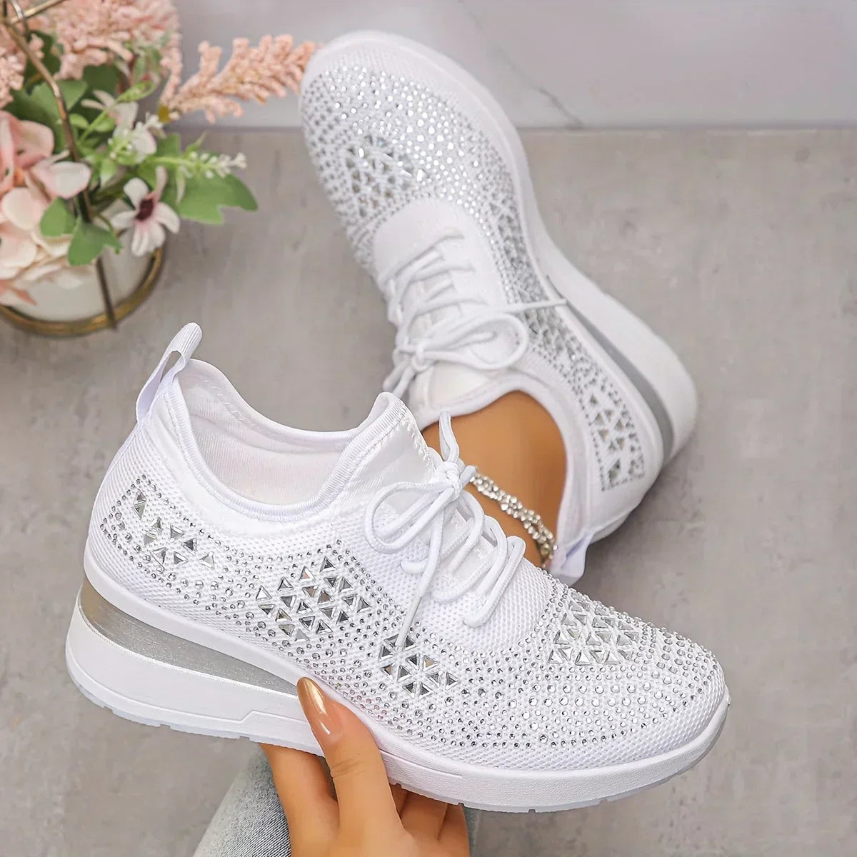 Juliette™ | Baskets compensées orthopédiques à strass 3
