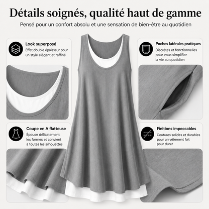 Fanny™ | Robe midi sans manches qui camoufle le ventre avec poches