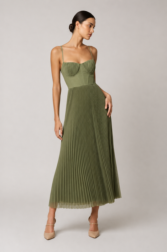 Margaux™ | Robe maxi plissée qui camoufle le ventre élégante