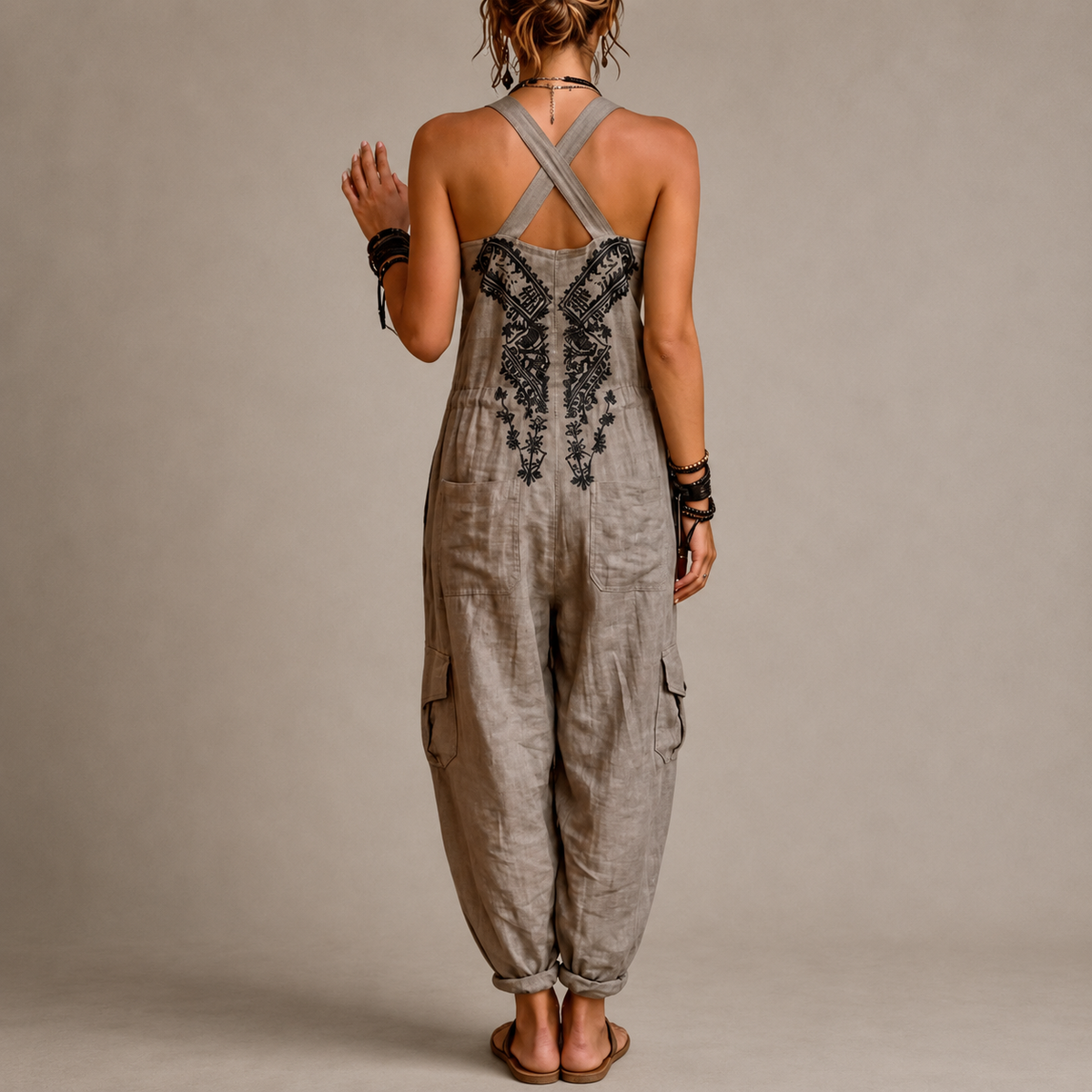 Élodie™ | Combinaison bohème qui camoufle le ventre avec broderie