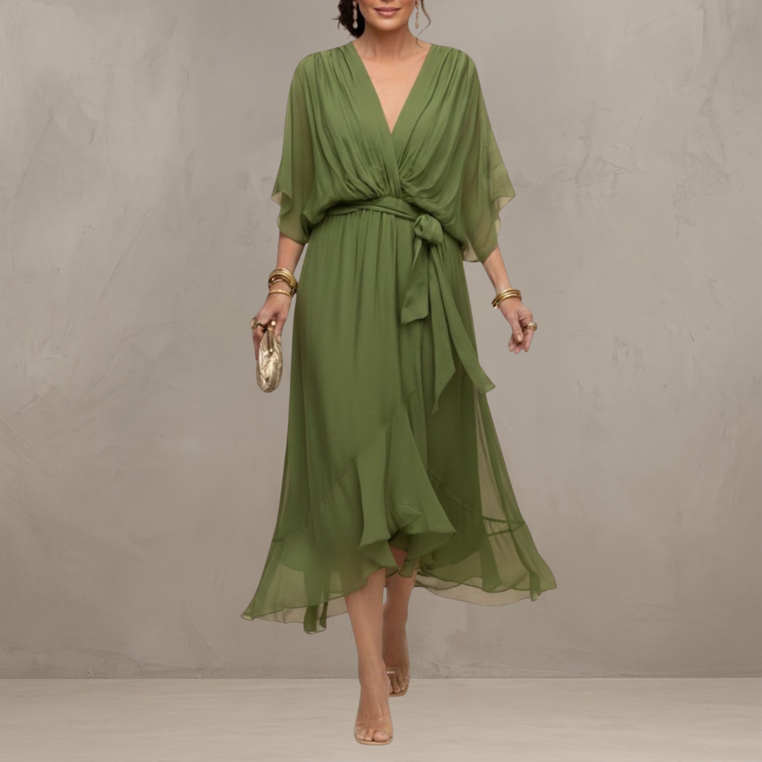 Marta™ | Robe Midi Élégante en Mousseline