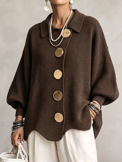 Anaïs™ | Gilet oversize élégant à gros boutons dorés 7