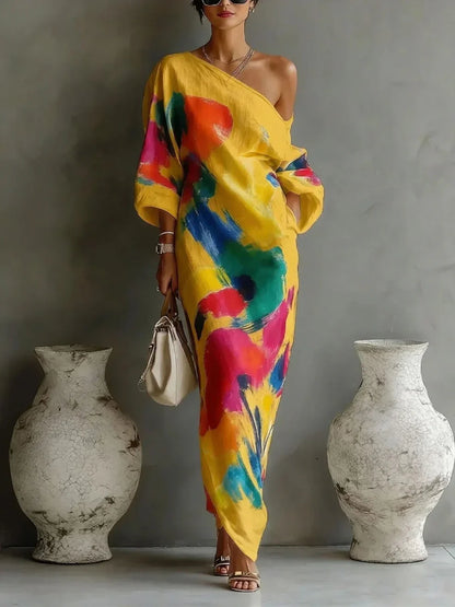 Daniella™ | Robe Maxi Abstraite Fluide