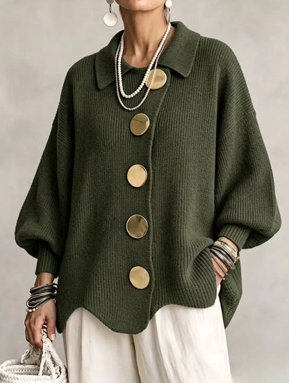 Anaïs™ | Gilet oversize élégant à gros boutons dorés 6