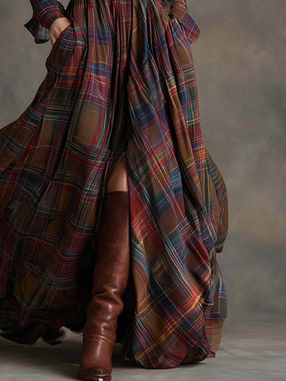 Nara™ | Robe Maxi à Carreaux Élégante