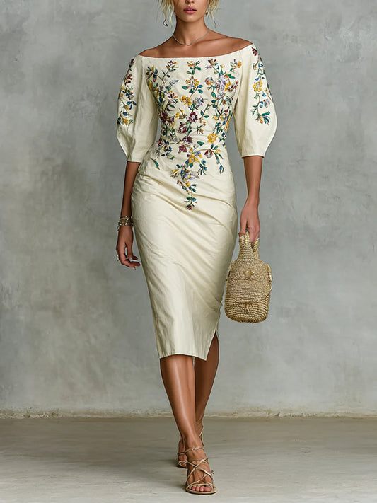 Serah™ | Robe midi élégante à épaules dénudées