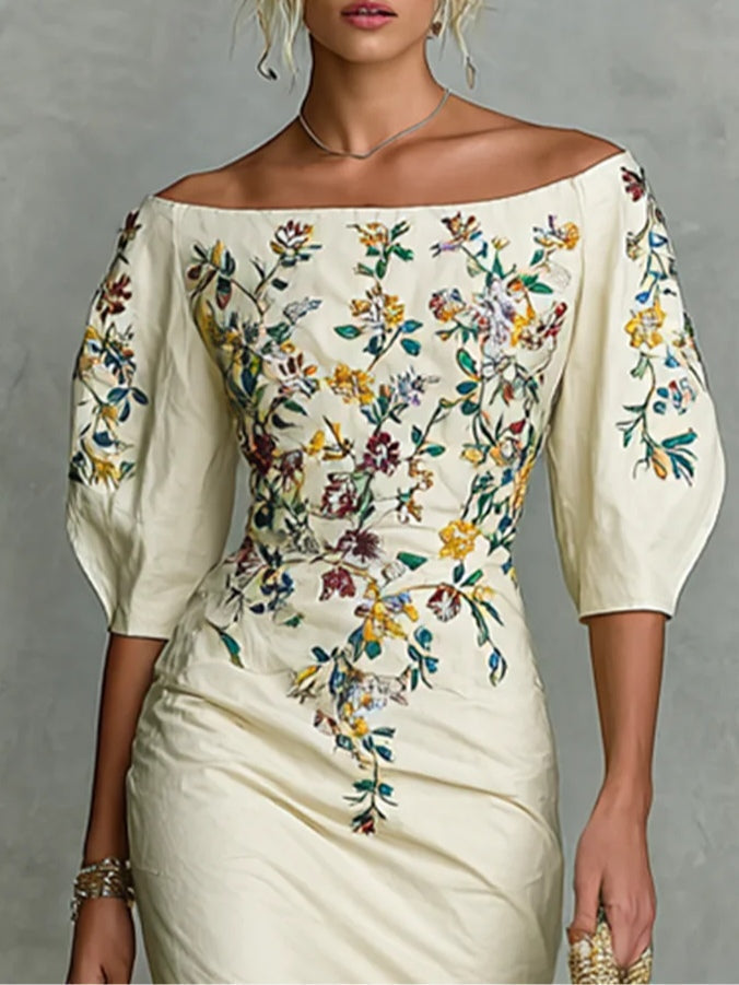 Serah™ | Robe midi élégante à épaules dénudées